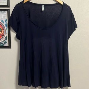 Free People- Cut-Out, Back Tie Lightweight Short Sleeve Top (Navy)